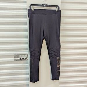 Rune NYC Size Medium Black Glynn Faux Leather Detail Moto Leggings